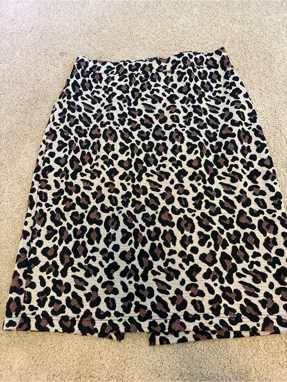 Maeve Leopard Print Pencil Skirt in Black, Cream & Brown